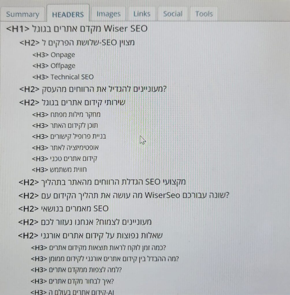 היררכיית כותרות